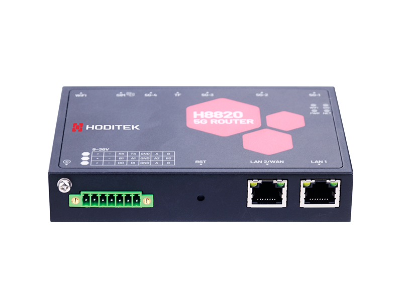 H8821 5G Industrial IoT Router, Dual SIM, Wi-Fi 6, 2 x GigE, RS-232, RS-485, DIDO, SD-WAN